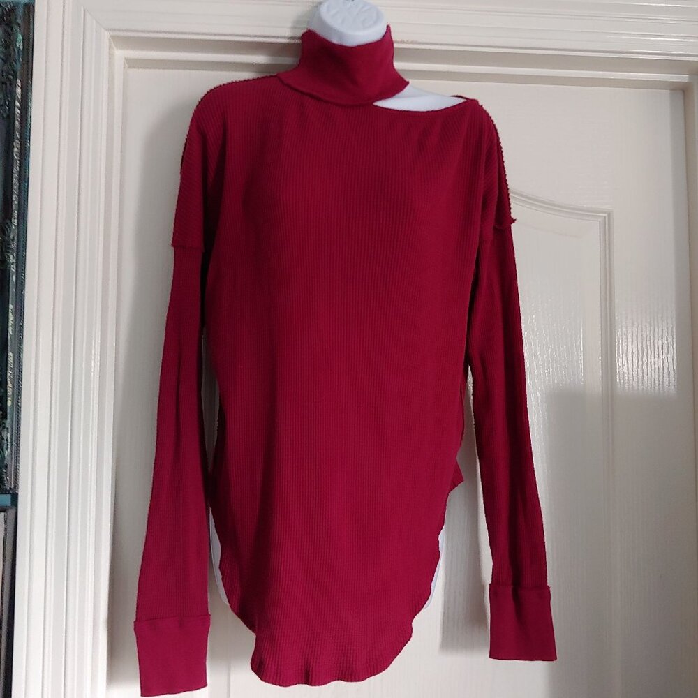 Free People We the Free Thermal Waffle Knit Asymmetrical cutout